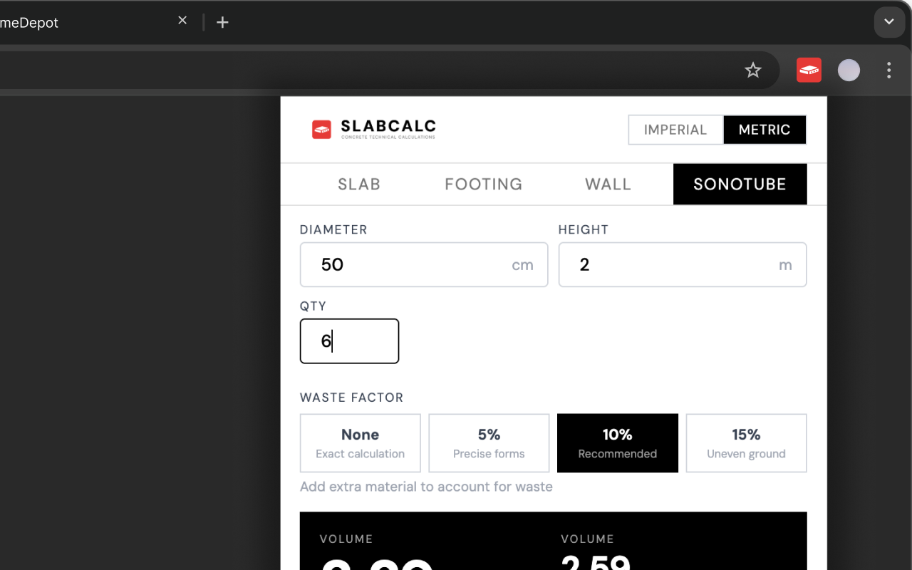 Metric and sonotube support